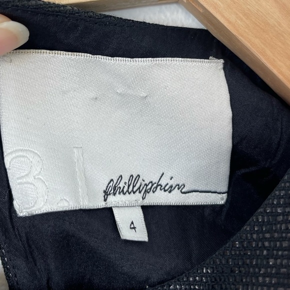 3.1 Phillip Lim Black Cut Out Back Ruffle Hem Shimmer Mini Dress | LBD | Size 4 - Picture 8 of 10